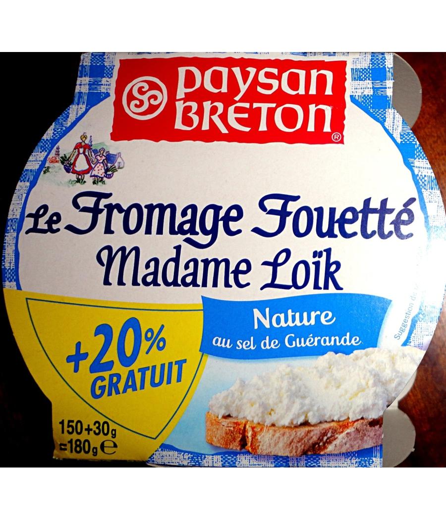 FROMAGE FOUETTE PAYSAN BRETON  MADAME LOIK  AU SEL DE GUERANDE 180G FROMAGE FOUETTE PAYSAN BRETON  MADAME LOIK  AU SEL DE GUERANDE 180G