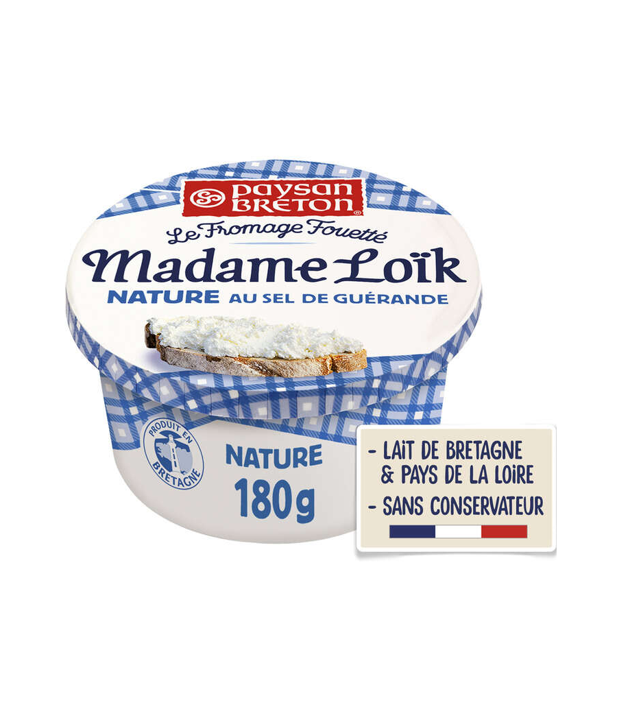 FROMAGE FOUETTE PAYSAN BRETON  MADAME LOIK  AU SEL DE GUERANDE 180G FROMAGE FOUETTE PAYSAN BRETON  MADAME LOIK  AU SEL DE GUERANDE 180G