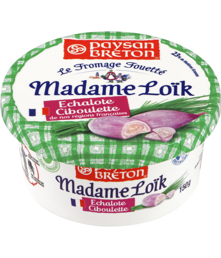 FROMAGE FOUETTE PAYSAN BRETON MADAME LOIK  ECHALOTE CIBOULETTE 150G FROMAGE FOUETTE PAYSAN BRETON MADAME LOIK  ECHALOTE CIBOULETTE 150G