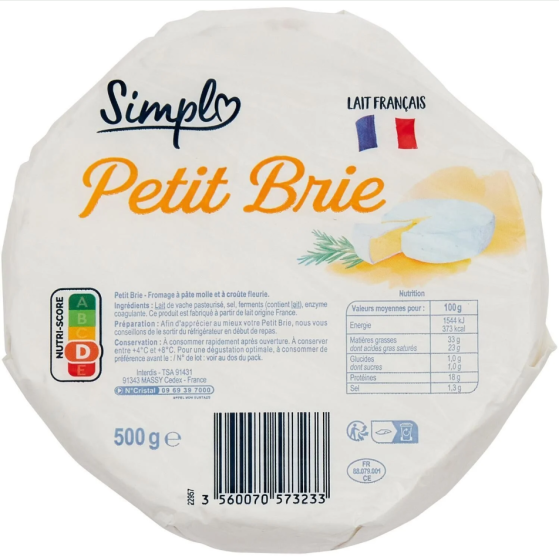 FROMAGE SIMPLY PETIT BRIE 500G