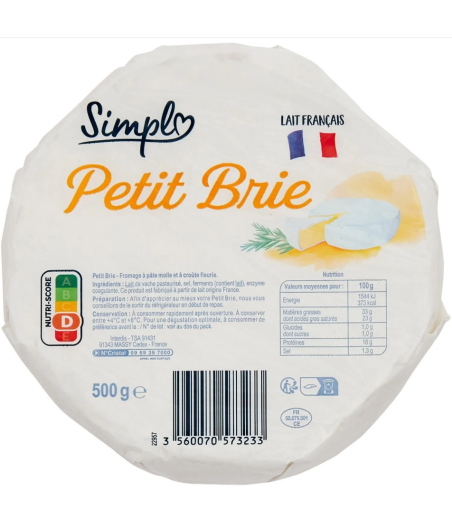 FROMAGE SIMPLY PETIT BRIE 500G
