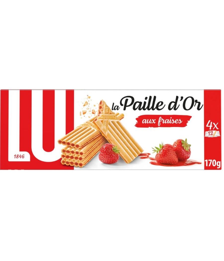LA PAILLE D'OR AUX FRAISES LU 170G LA PAILLE D'OR AUX FRAISES LU 170G
