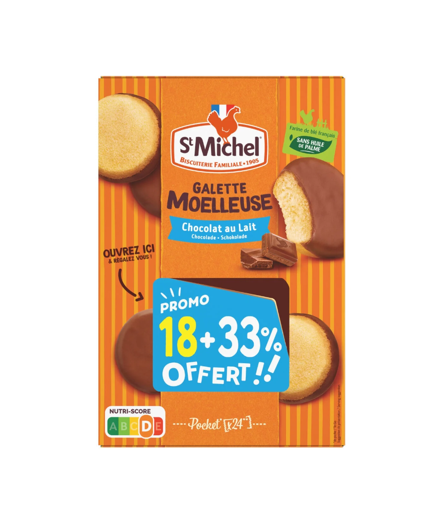 GALETTE ST MICHEL MOELLEUSE CHOCOLAT AU LAIT  BOITE DE 24  720 G GALETTE ST MICHEL MOELLEUSE CHOCOLAT AU LAIT  BOITE DE 24  720 G