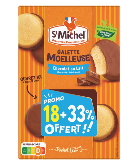GALETTE ST MICHEL MOELLEUSE CHOCOLAT AU LAIT  BOITE DE 24  720 G