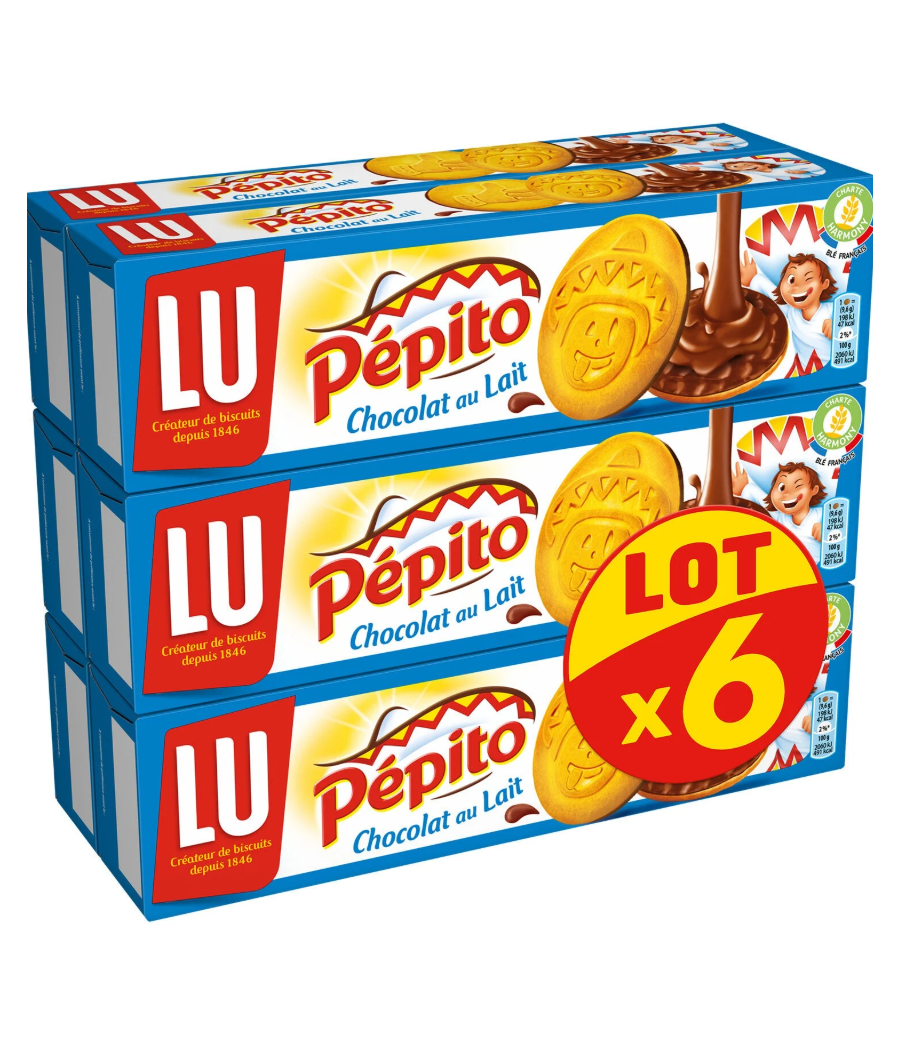 PEPITO CHOCOLAT AU LAIT LU 6 X 192G PEPITO CHOCOLAT AU LAIT LU 6 X 192G