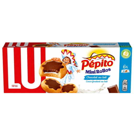 BISCUITS LU MINI ROLLOS CHOCOLAT AU LAIT & COEUR FONDANT AU LAIT 225 G