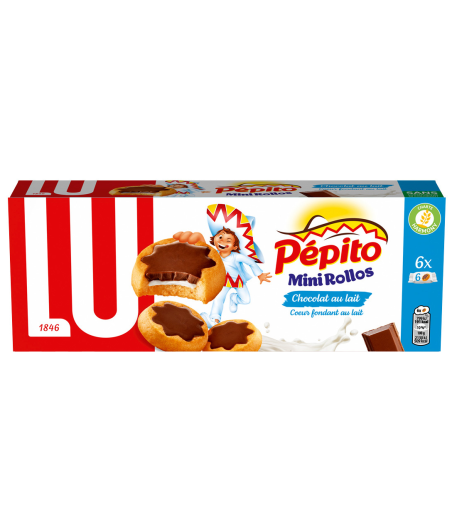 BISCUITS LU MINI ROLLOS CHOCOLAT AU LAIT & COEUR FONDANT AU LAIT 225 G
