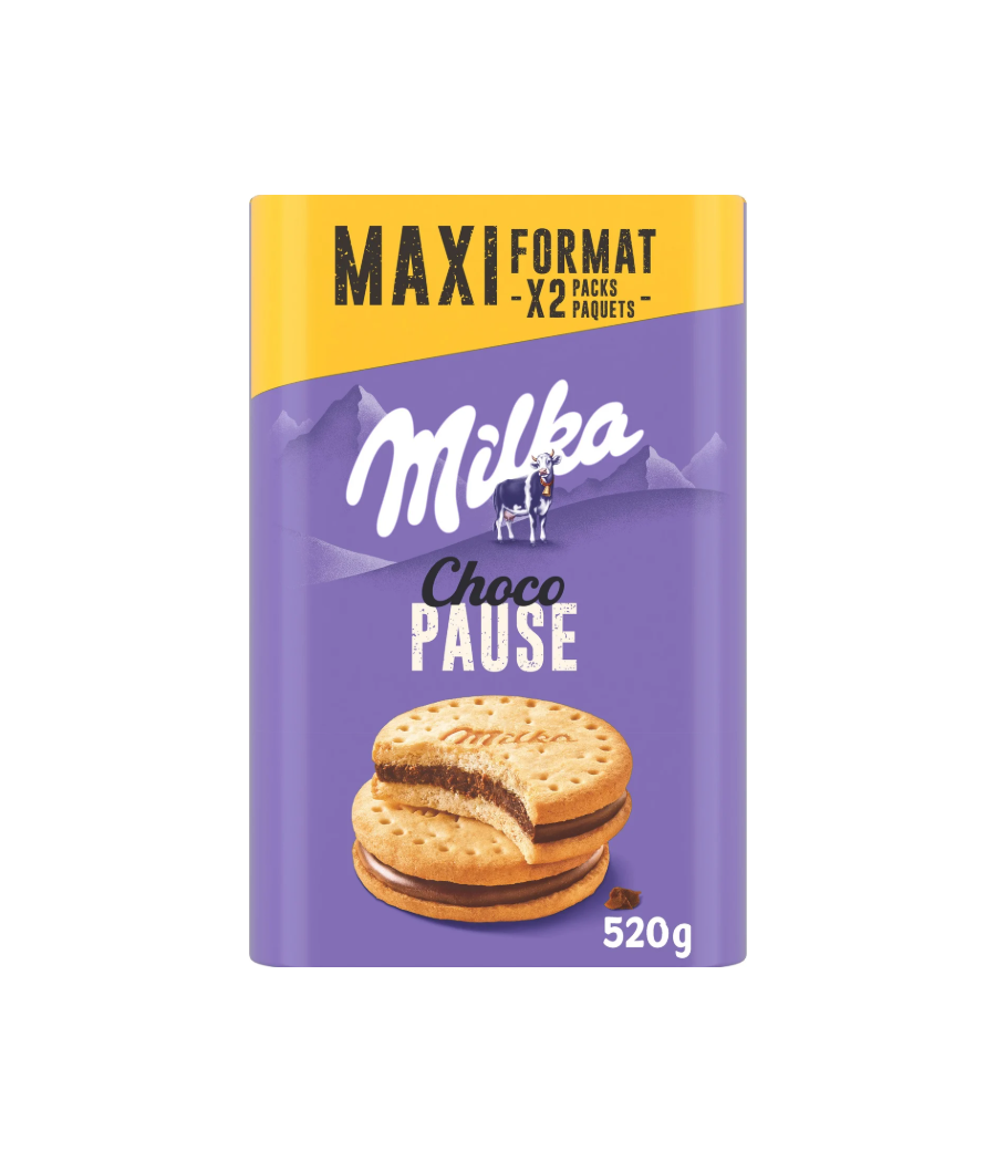 BISCUITS FOURRE AU CHACOLT AU LAILCHOCOPAUSE MILKA *2 520G BISCUITS FOURRE AU CHACOLT AU LAILCHOCOPAUSE MILKA *2 520G