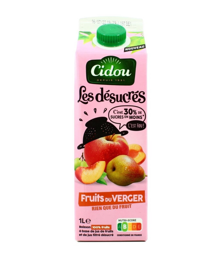 JUS DE FRUITS DESUCRES DU VERGER 1L JUS DE FRUITS DESUCRES DU VERGER 1L