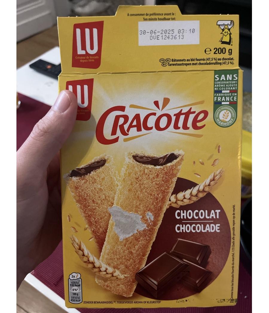 CRACOTTE BATONNETS DE CEREALES FOURRES AU CHOCOLAT LU 200G CRACOTTE BATONNETS DE CEREALES FOURRES AU CHOCOLAT LU 200G
