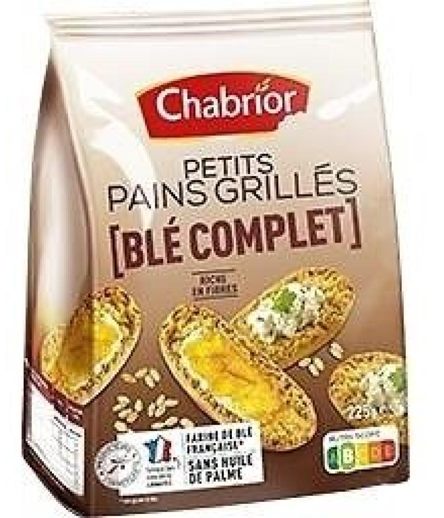 PETITS PAINS GRILLES AU BLE COMPLET CHABRIOR 225G PETITS PAINS GRILLES AU BLE COMPLET CHABRIOR 225G