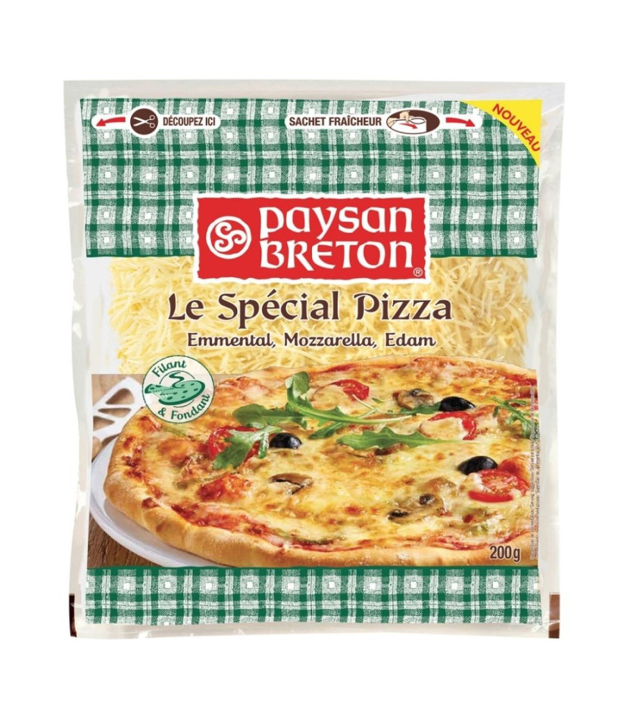 FROMAGE LE SPECIAL PIZZA EMMENTAL, MOZARELLA, EDAM PAYSAN BRETON 200G FROMAGE LE SPECIAL PIZZA EMMENTAL, MOZARELLA, EDAM PAYSAN BRETON 200G