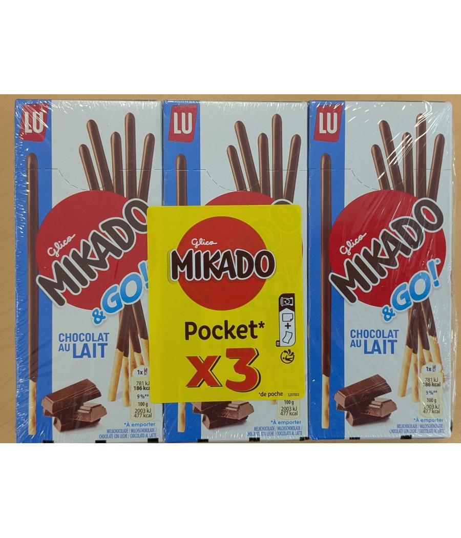 GLICO MIKADO & GO CHOCOLAT AU LAIT LU X3 39G GLICO MIKADO & GO CHOCOLAT AU LAIT LU X3 39G