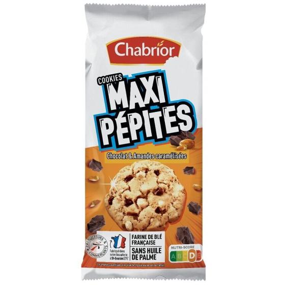 MAXI COOKIES PEPITES DE CHOCOLAT & AMANDES CARAMELISEES CHABRIOR 184G