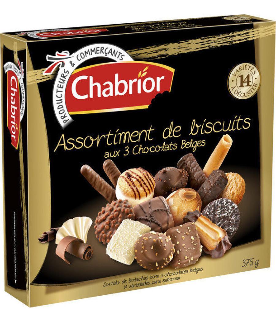 ASSORTIMENT DE BISCUITS AUX 3 CHOCOLATS BELGES CHABRIOR 375G ASSORTIMENT DE BISCUITS AUX 3 CHOCOLATS BELGES CHABRIOR 375G