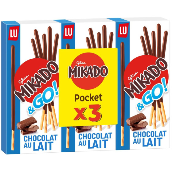 GLICO MIKADO & GO CHOCOLAT AU LAIT LU X3 39G