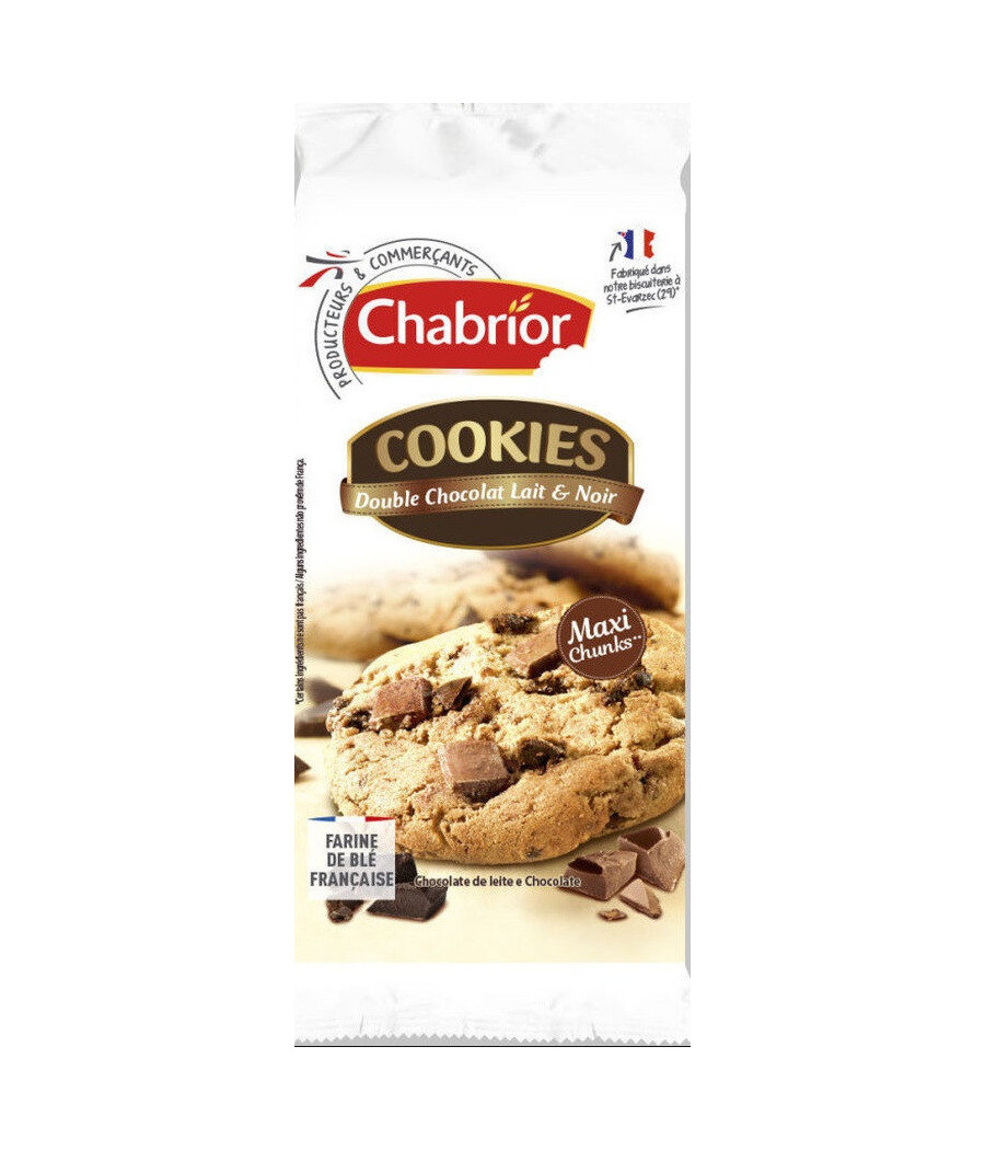 COOKIES DOUBLE CHOCOLAT LAIT & NOIR CHABRIOR 200G COOKIES DOUBLE CHOCOLAT LAIT & NOIR CHABRIOR 200G