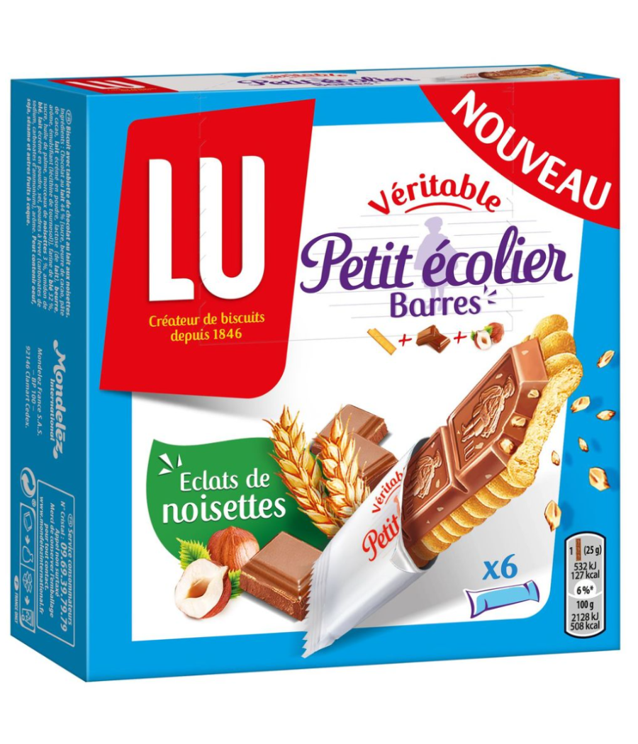 PETIT ECOLIER BARRES ECLATS DE NOISETTES LU 6 x 25G PETIT ECOLIER BARRES ECLATS DE NOISETTES LU 6 x 25G