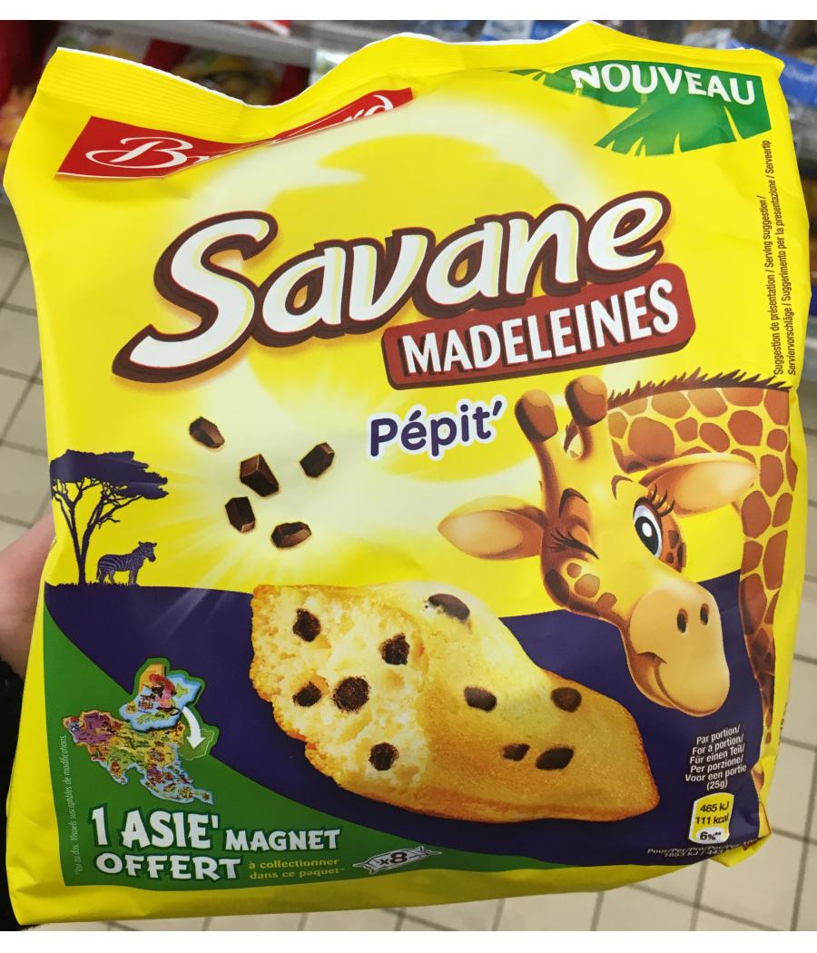 MADELEINES COQUILLES MOELLEUSES PEPITES DE CHOCOLAT SAVANE 200G MADELEINES COQUILLES MOELLEUSES PEPITES DE CHOCOLAT SAVANE 200G