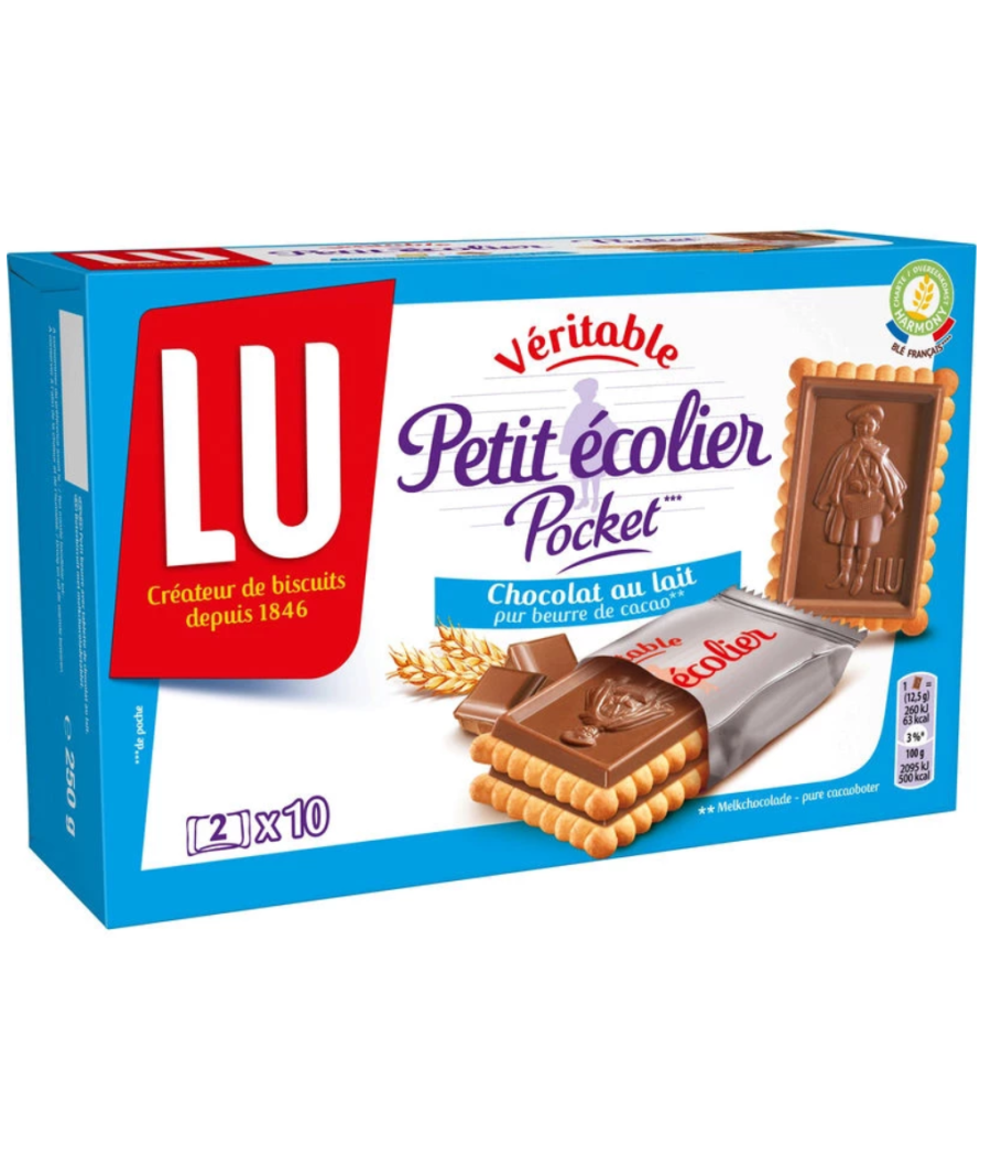 VERITABLE PETIT ECOLIER POCKET CHOCOLAT AU LAIT LU 10 X 25G VERITABLE PETIT ECOLIER POCKET CHOCOLAT AU LAIT LU 10 X 25G