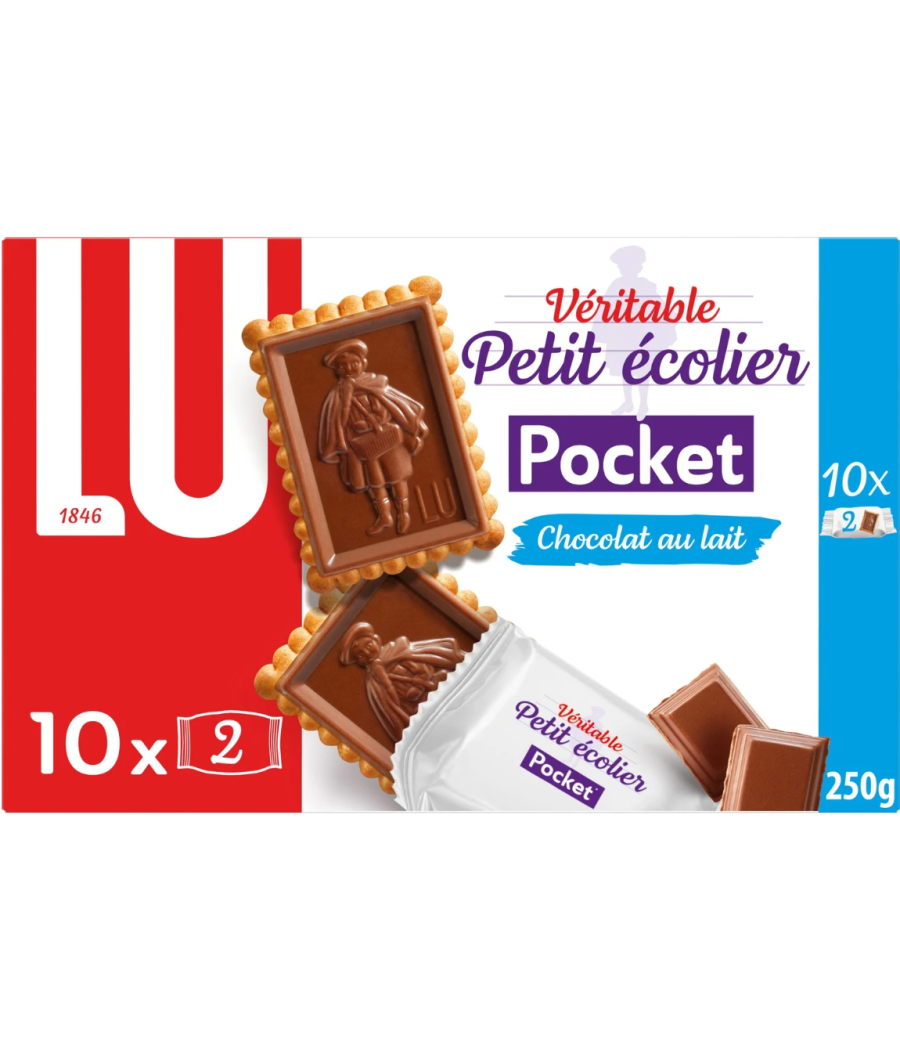 VERITABLE PETIT ECOLIER POCKET CHOCOLAT AU LAIT LU 10 X 25G VERITABLE PETIT ECOLIER POCKET CHOCOLAT AU LAIT LU 10 X 25G
