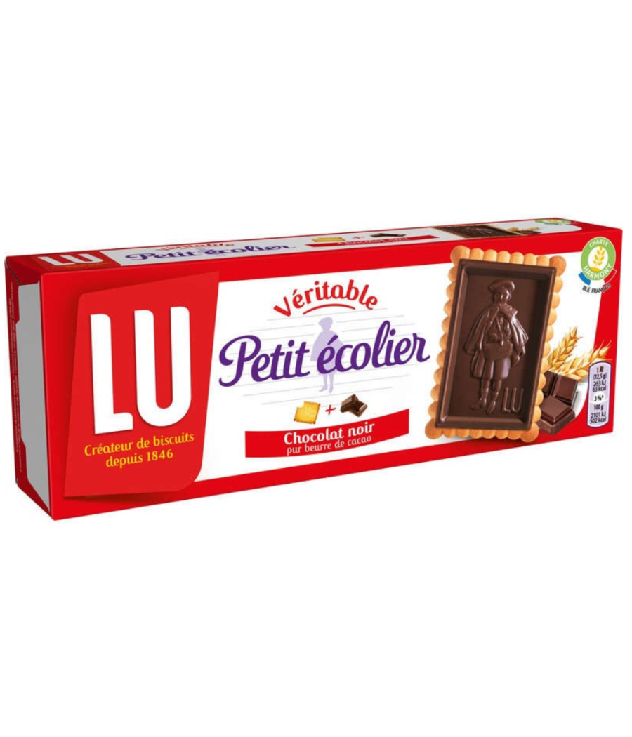 PETIT ECOLIER CHOCOLAT NOIR PUR BEURRE DE CACAO LU 150G PETIT ECOLIER CHOCOLAT NOIR PUR BEURRE DE CACAO LU 150G