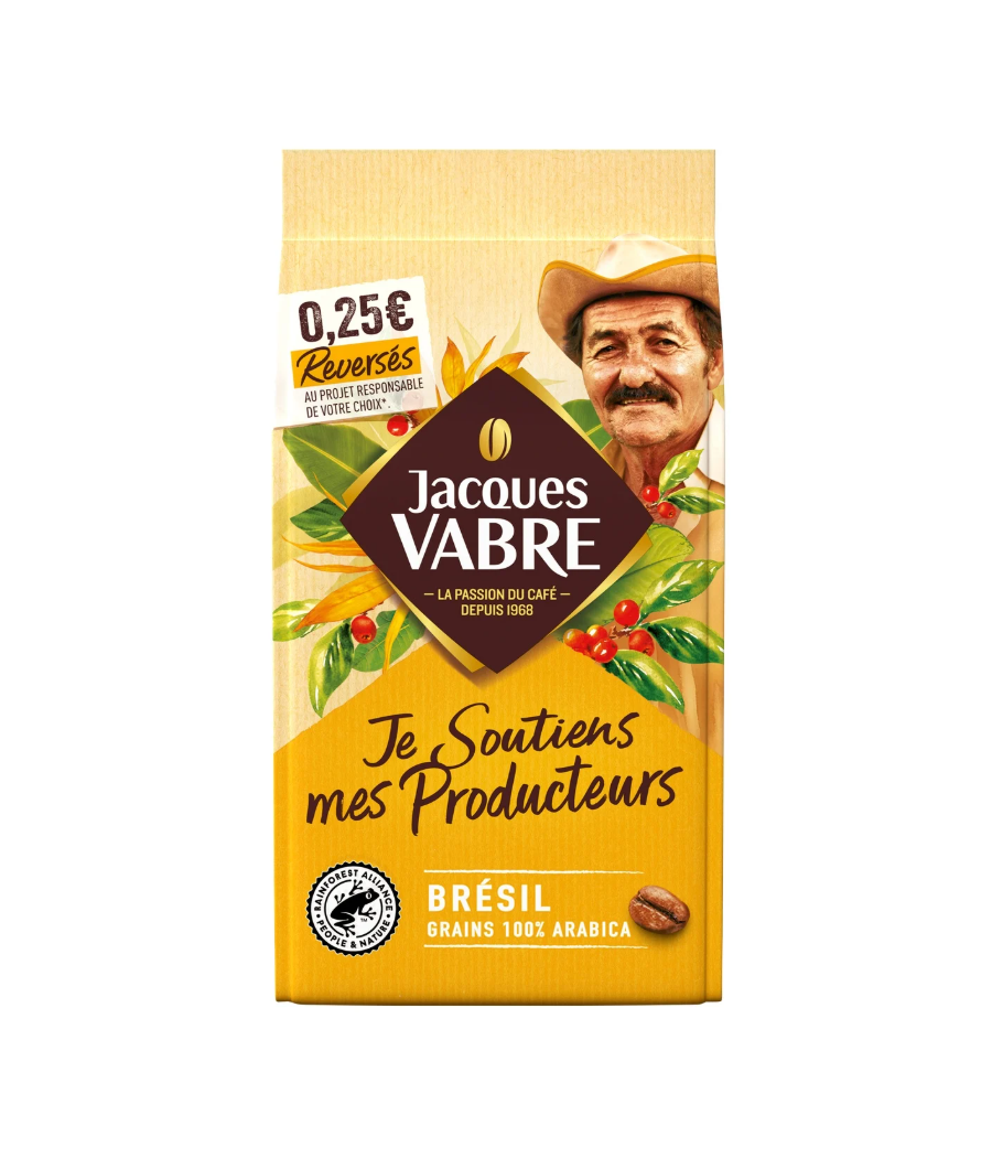 CAFE JACQUES VABRE EN GRAIN 100% ARABICA 400G CAFE JACQUES VABRE EN GRAIN 100% ARABICA 400G