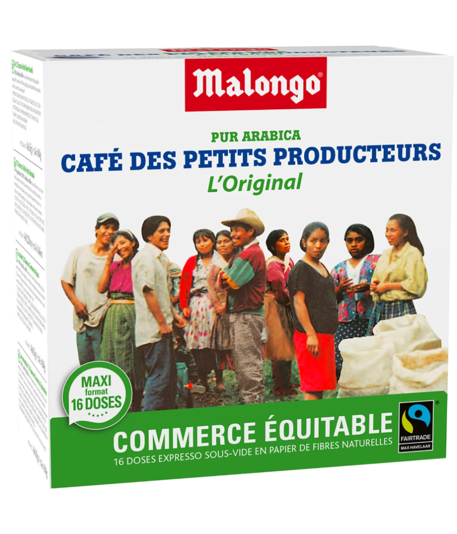 CAFE MALONGUO DES PETITS PRODUCTEURS L'ORIGINAL 104G  16 DOSES DE 6.5G CAFE MALONGUO DES PETITS PRODUCTEURS L'ORIGINAL 104G  16 DOSES DE 6.5G