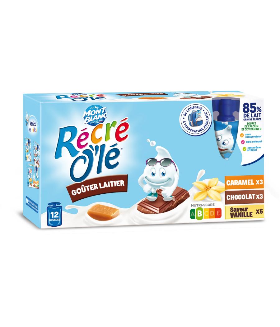 GOUTER LAITIER CHOCO,  VANILLE, CARAMEL 12X85G 1020 G GOUTER LAITIER CHOCO,  VANILLE, CARAMEL 12X85G 1020 G