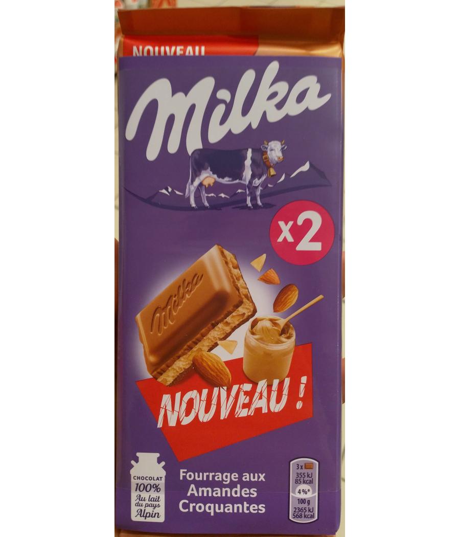 CHOCOLAT MILKA FOURRAGE AUX AMANDES CROQUANTES 180G (2 X 90G) CHOCOLAT MILKA FOURRAGE AUX AMANDES CROQUANTES 180G (2 X 90G)