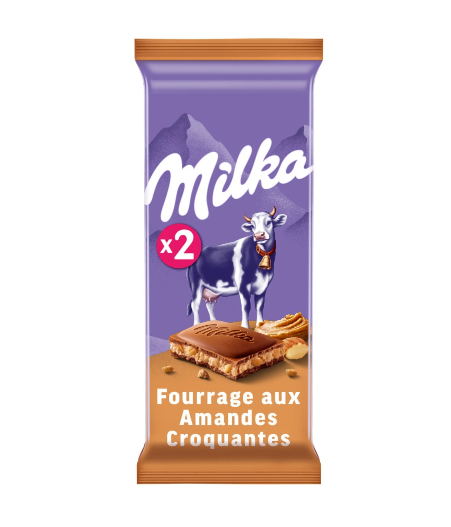 CHOCOLAT MILKA FOURRAGE AUX AMANDES CROQUANTES 180G (2 X 90G) CHOCOLAT MILKA FOURRAGE AUX AMANDES CROQUANTES 180G (2 X 90G)