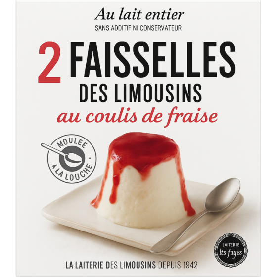 FAISSELLES DES LIMOUSINS AU COULIS DE FRAISE LAITERIE LES FAYES 2 X 100G