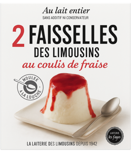 FAISSELLES DES LIMOUSINS AU COULIS DE FRAISE LAITERIE LES FAYES 2 X 100G