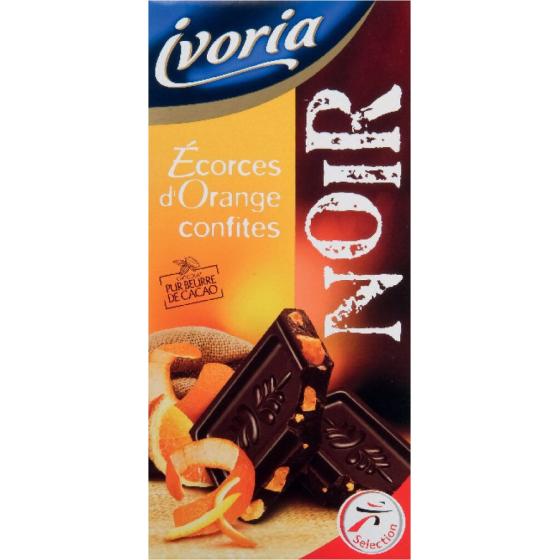 TABLETTE BLOC CHOCOLAT NOIR AUX D'ORANGES IVORIA 200G