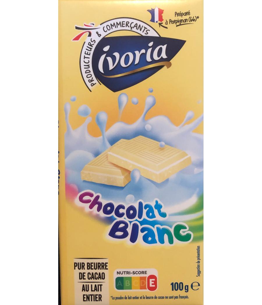 TABLETTE DE CHOCOLAT BLANC IVARIO 100G TABLETTE DE CHOCOLAT BLANC IVARIO 100G