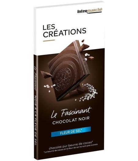TABLETTE DE CHOCOLAT NOIR FLEUR DE SEL LE FASCINANT LES CREATIONS 100G