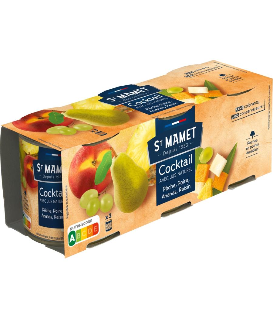 COCKTAIL DE FRUITS AVEC JUS NATUREL PECHE, POIRE, ANANAS, RAISIN ST MAMET 3X 212G COCKTAIL DE FRUITS AVEC JUS NATUREL PECHE, POIRE, ANANAS, RAISIN ST MAMET 3X 212G