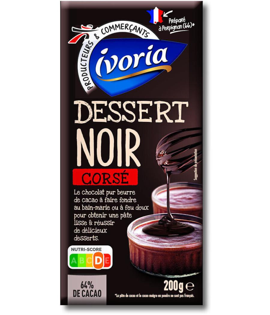 TABLETTE CHOCOLAT DESSERT NOIR CORSE 64% CACAO IVORIA200G TABLETTE CHOCOLAT DESSERT NOIR CORSE 64% CACAO IVORIA200G