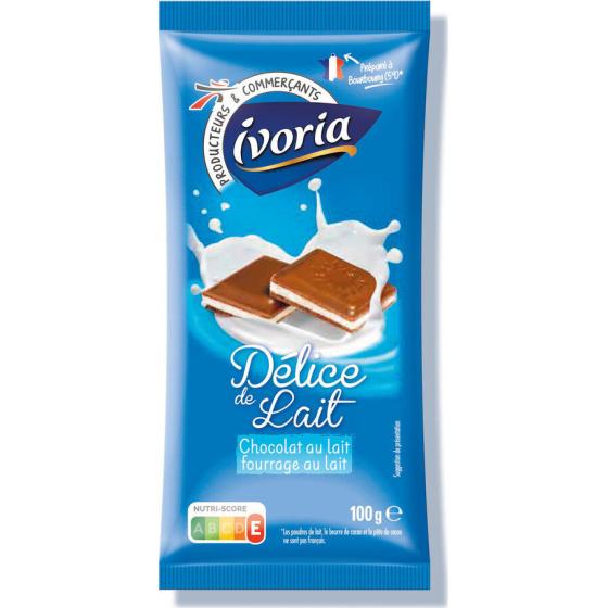 TABLETTE FAMILIALE CHOCOLAT AU LAIT FOURRAGE AU LAIT IVORIA 200G