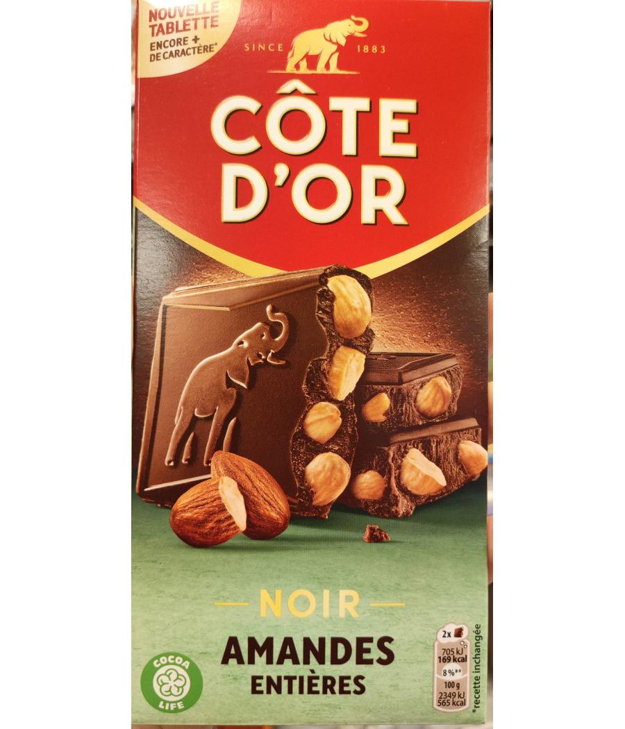 CHOCOLAT NOIR AUX  AMANDES ENTIERES COTE D'OR 180G CHOCOLAT NOIR AUX  AMANDES ENTIERES COTE D'OR 180G