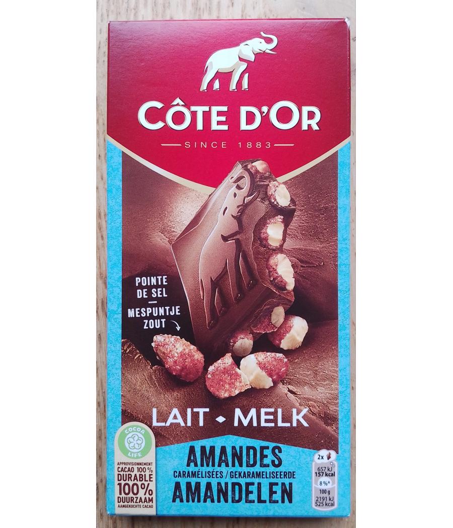 CHOCOLAT AU LAIT ET AUX AMANDES CARAMELISEES  COTE D'OR 180G CHOCOLAT AU LAIT ET AUX AMANDES CARAMELISEES  COTE D'OR 180G