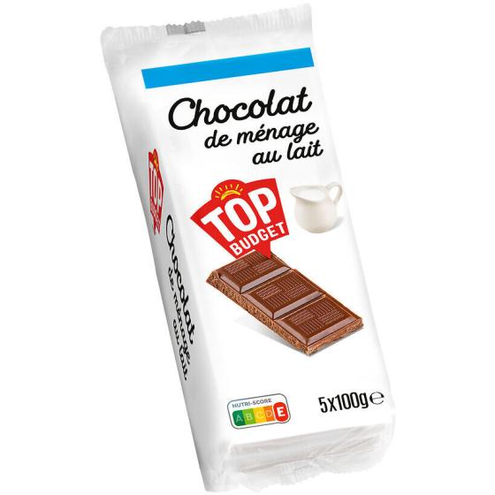TABLETTE DE  CHOCOLAT AU LAIT TOP BUDGET  5X100G