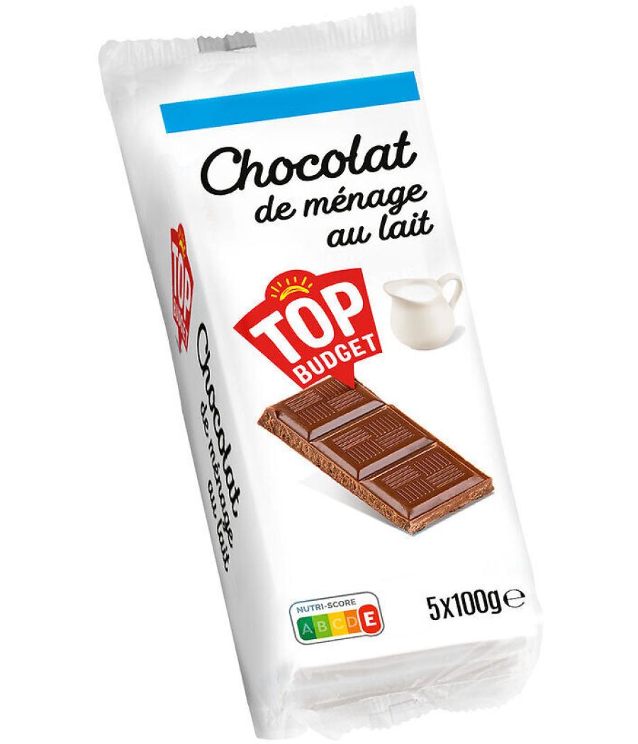 TABLETTE DE  CHOCOLAT AU LAIT TOP BUDGET  5X100G TABLETTE DE  CHOCOLAT AU LAIT TOP BUDGET  5X100G