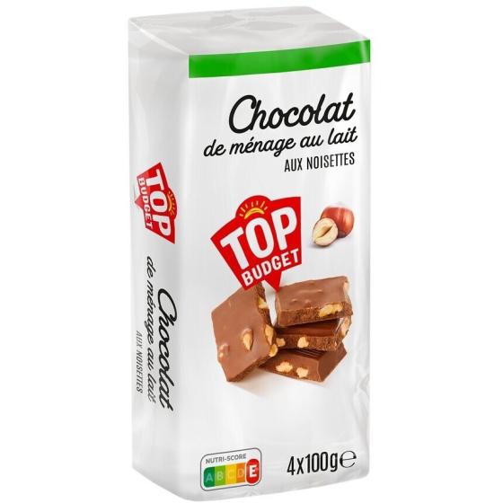 TABLETTE DE CHOCOLAT AU LAIT AUX NOISETTES  4X100G