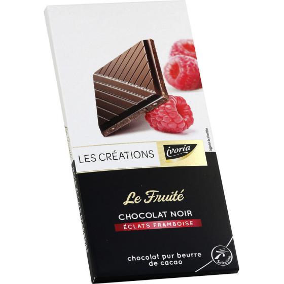 CHOCOLAT NOIR AUX ECLATS DE FRAMBOISE IVORIA  100G