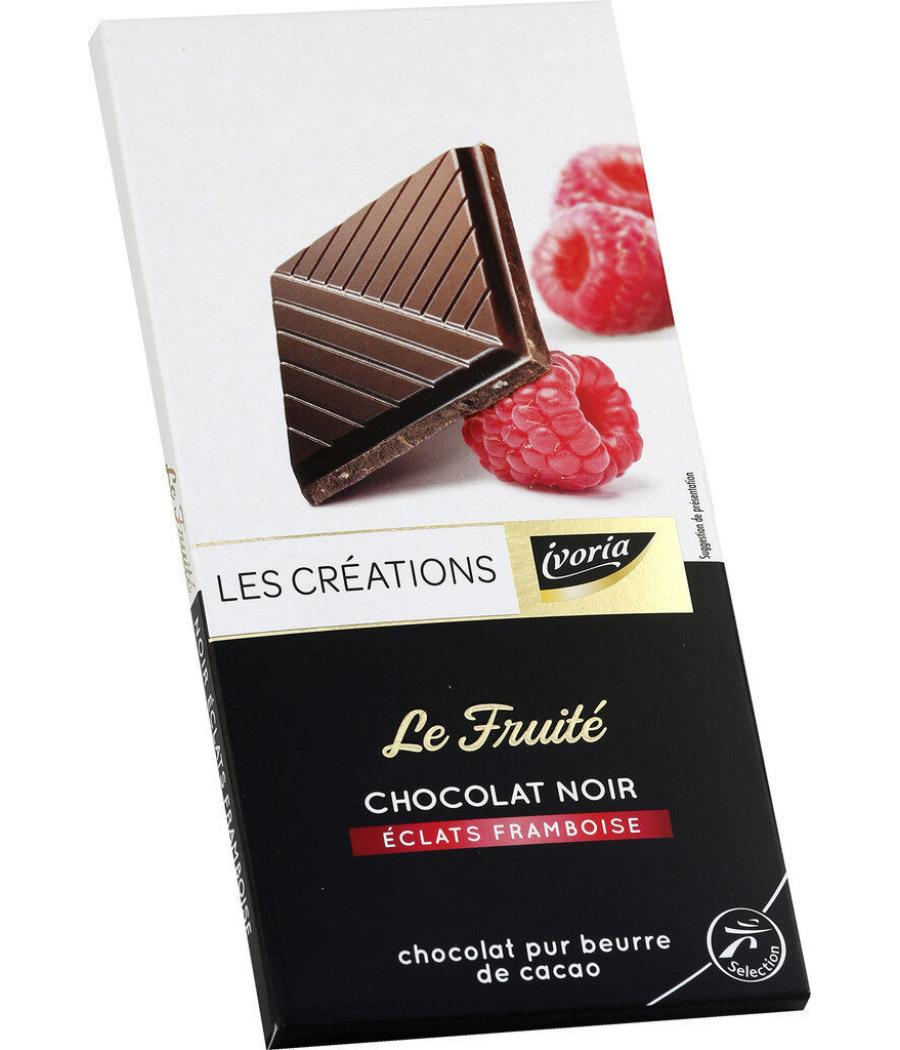 CHOCOLAT NOIR AUX ECLATS DE FRAMBOISE IVORIA  100G CHOCOLAT NOIR AUX ECLATS DE FRAMBOISE IVORIA  100G