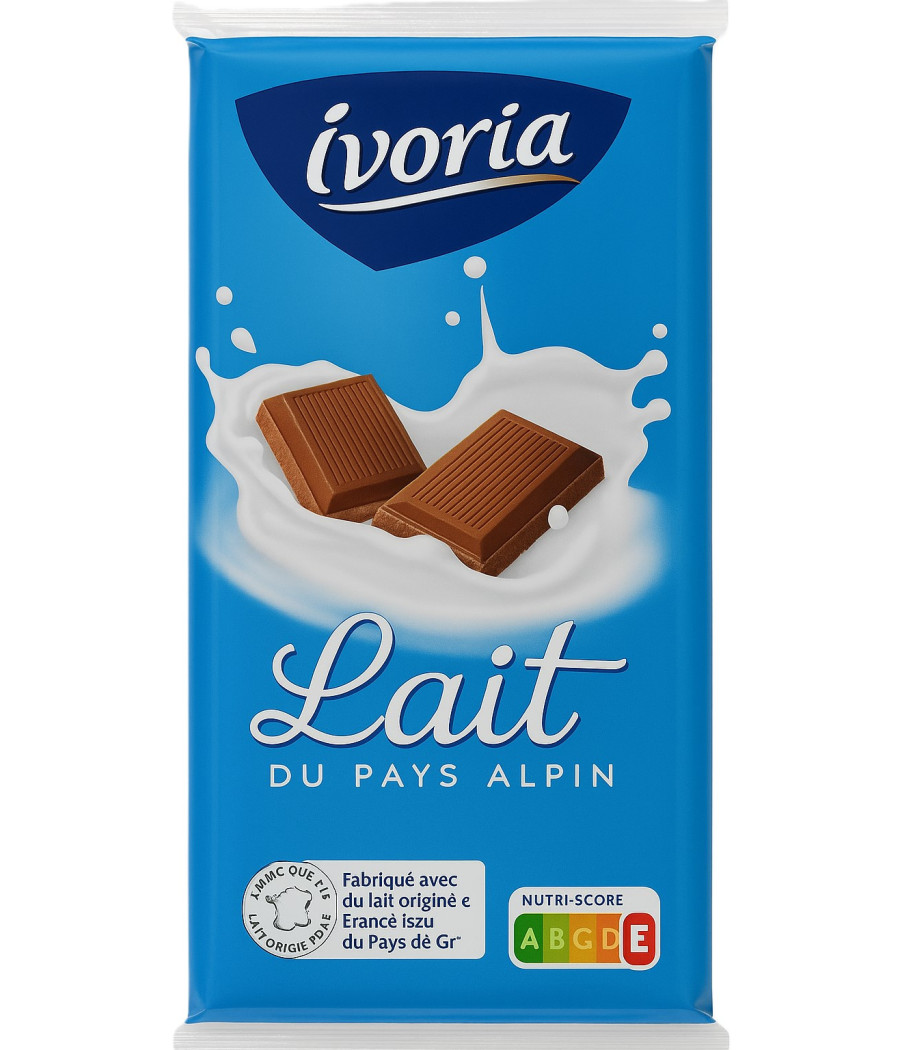 TABLETTE DE CHOCOLAT AU LAIT DU PAYS ALPIN IVORIA X3 300G TABLETTE DE CHOCOLAT AU LAIT DU PAYS ALPIN IVORIA X3 300G