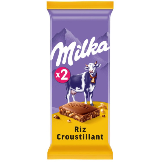TABLETTE DE CHOCOLAT RIZ CROUSTILLANT MILKA 2X 100G