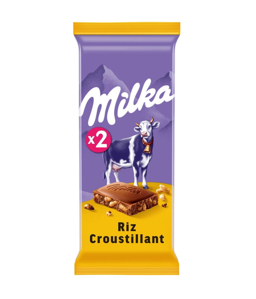 TABLETTE DE CHOCOLAT RIZ CROUSTILLANT MILKA 2X 100G TABLETTE DE CHOCOLAT RIZ CROUSTILLANT MILKA 2X 100G