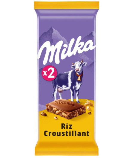 TABLETTE DE CHOCOLAT RIZ CROUSTILLANT MILKA 2X 100G